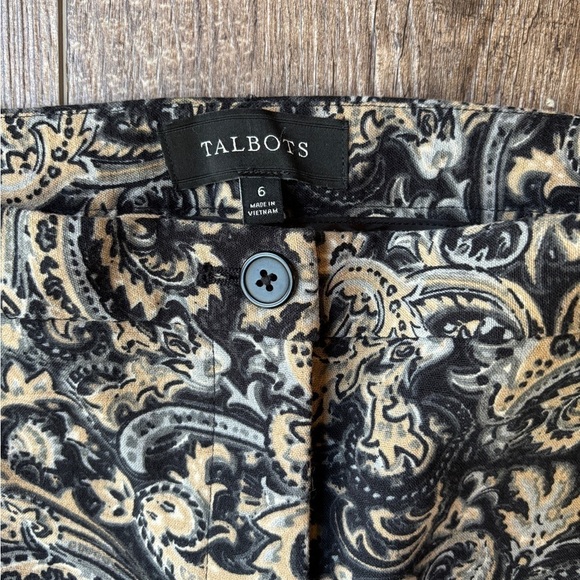 Talbots Hampshire Paisley Ankle Pants Black/Gray/Beige Women's Size 6 - Picture 3 of 16